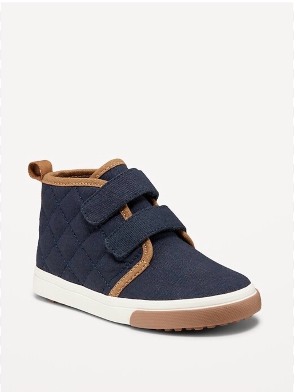 Old Navy Navy and Tan Quilted High-Top Sneakers with Double Straps stock (11)